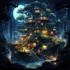 Canvas Print - fantasy tree house