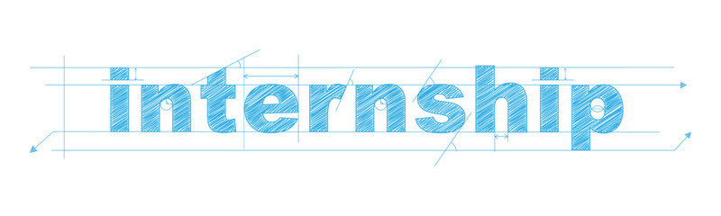 INTERNSHIP blue vector draft text banner