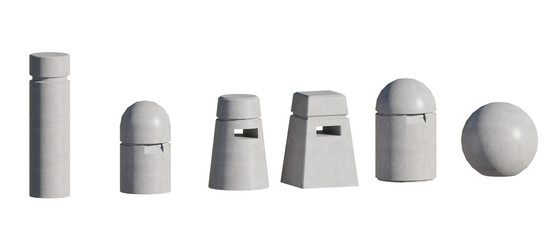 isolated various bollard model, best use for urban street design, best use for foreground render, best use for post production render.