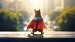 © dataimasu - A squirrel seen from the back wearing a tiny superhero suit wallpaper