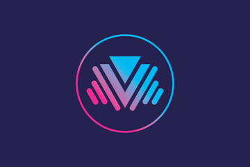 Wall Mural - Colorful letter V V microphone wave logo design vector template