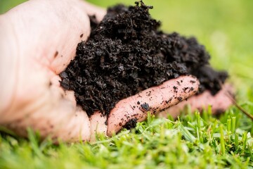 Compost pile, organic thermophilic compost turning in Tasmania Australia.