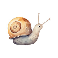 Little Snail - Cute Hand Painted Style - Childish Watercolor Drawing - Fairy Tale Fantasy - Generative AI
