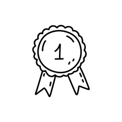 medal isolated on white background. champion award. vector hand-drawn illustration in doodle style. 