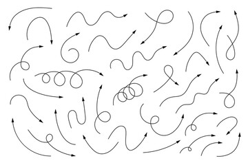Wall Mural - curved arrows. set of vector hand drawn arrows. collection of pointers.