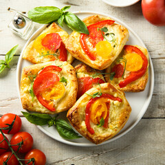 Wall Mural - Homemade pastry with tomato and cheese