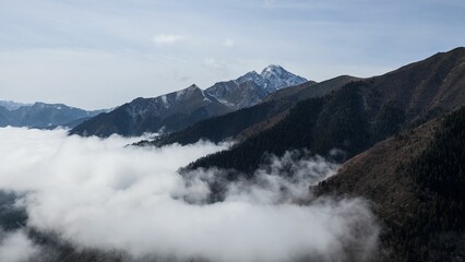 Sticker - Mesmerizing view of the mountainous landscapes of Gaoshan Dachuan in Sichuan Province, China