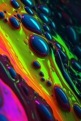 Canvas Print - Macro close-up of neon slime texture, made with generative AI