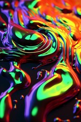 Canvas Print - Macro close-up of neon slime texture, made with generative AI