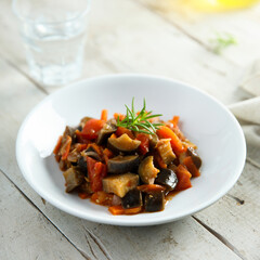 Canvas Print - Traditional homemade vegetable ragout with fresh rosemary