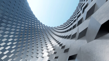 Poster - Abstract modern architecture with wavy facade, 3d rendering.