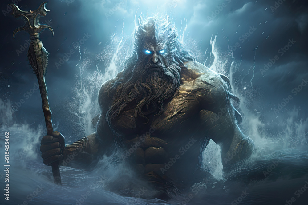 Poseidon God of the Sea illustration mythical, generated ai Stock ...