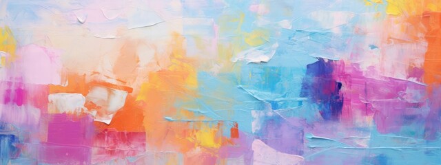 Aufkleber - Closeup of abstract rough colorful multicolored art painting texture, with oil brushstroke, pallet knife paint on canvas (Generative Ai)