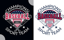 Champions Baseball 1882 Sport Team, T Shirt Design
