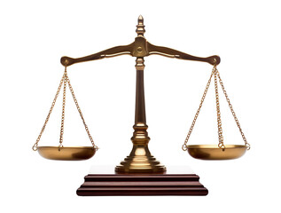 Judicial scales on a transparent background.