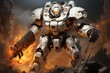 mecha robot anime on apocalyptic background