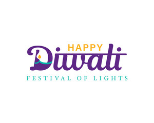 Wall Mural - Calligraphy letter design concept of Happy Diwali /Deepavali. Diwali typography banner