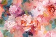 fond illustré floral AI, aspect peinture de fleurs et pétales abstrait en arrière-plan coloré et doux