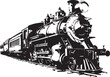 Vintage steam locomotive ancient train, transport Vector illustration