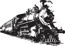 Vintage Steam Locomotive Ancient Train, Transport Vector Illustration