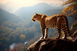 cheetah in the wild top of mountain