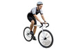 © muse studio - A male cyclist is a coach going to a training session. Eco transport health benefits .  transparent background, png.