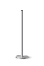 3d Metal Pole Signpost On Base Vector Illustration. Realistic Grey Steel, Iron Or Chrome Pillar With Polished Surface, Vertical Different Diameter Cylinder Pipe Holders For Board Or Flag