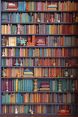 Wall Mural - Plasticine library. Plasticine books. Plasticine bookshelf. AI generation