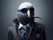 Fashion model bird in luxury jacket and tie. Generative AI