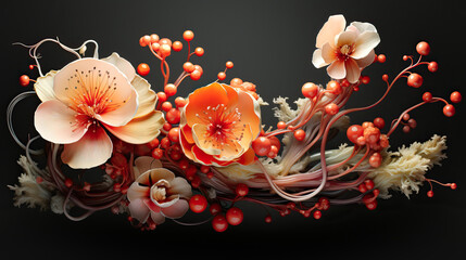 Wall Mural - Illustration of a flower arrangement on a dark background