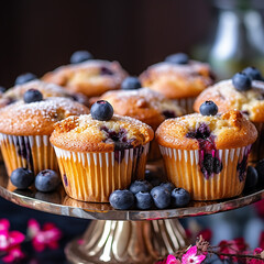 Wall Mural - Blueberry muffins AI generated