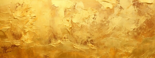 Aufkleber - Closeup of abstract rough gold art painting texture, with oil brushstroke, pallet knife paint on canvas (Generative Ai)