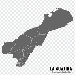 Wall Mural - Blank map La Guajira Department of Colombia. High quality map La Guajira with municipalities on transparent background for your web site design, logo, app, UI. Colombia.  EPS10.