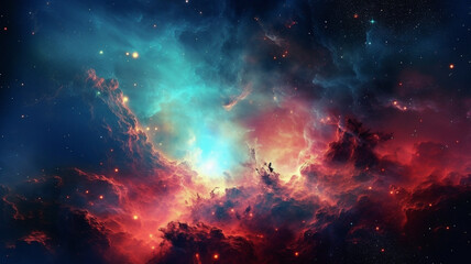 Wall Mural - nebula, solar system and dust cloud in dark sky of astrology, universe and galaxy cosmos for science
