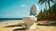 toilet  on a beach. AI Generated