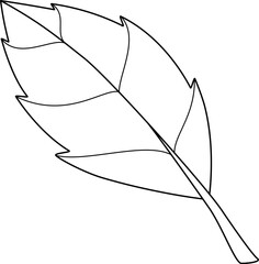 Wall Mural - Plant leaf simple element - vector linear picture for coloring. Outline. Leaf - plant element for coloring