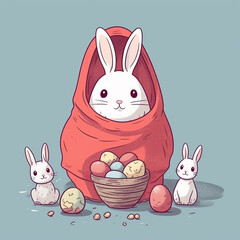 easter bunny with eggs