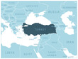 © gt29 - Turkey - blue map with neighboring countries and names.