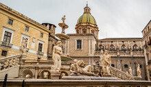 Detail Of The Pretoria Fountain In Palermo. May 30, 2023, Palermo, Sicily, Italy