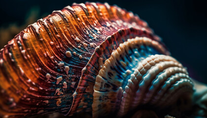 Sticker - Multi colored seashell spiral, beauty in nature design generated by AI