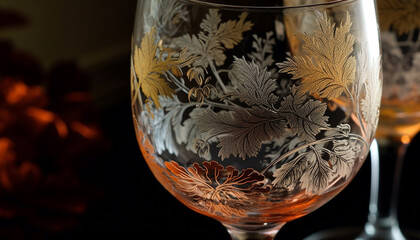 Canvas Print - Luxury wineglass reflects elegance of celebration night generated by AI