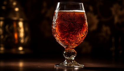 Wall Mural - Luxury whiskey glass reflects elegant celebration at bar generated by AI