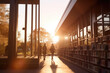 © terra.incognita - multiracial students walk along the university hall and communicate. AI