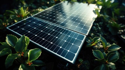 Aufkleber - Solar panels in solar farm with sun lighting to create the clean electric power.