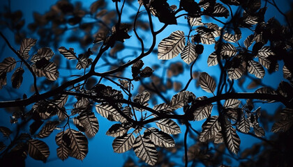 Canvas Print - Organic tree branch silhouette in vibrant colors generated by AI