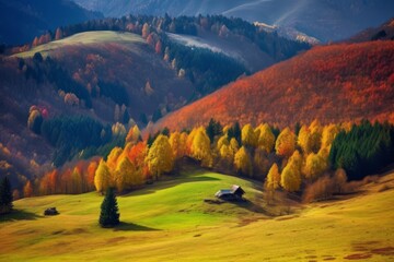 Wall Mural - Autumn landscape in the mountains. Generative ai