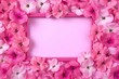 © Wasin - Pink flowers on background with frame, paper cut art. Generative AI