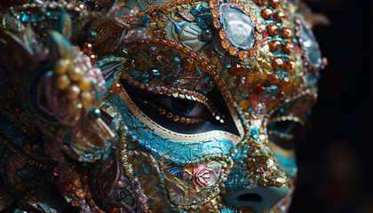 Sticker - Golden elegance shines in Mardi Gras costume generated by AI