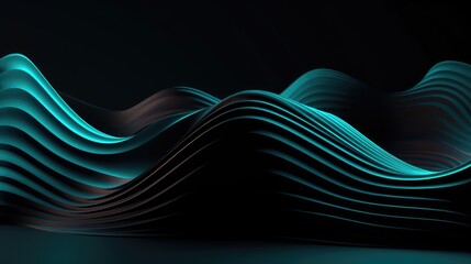 Wall Mural - Neon blue minimal waves abstract background. Generative AI