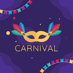 Wall Mural - Colored carnival template with venice mask Vector